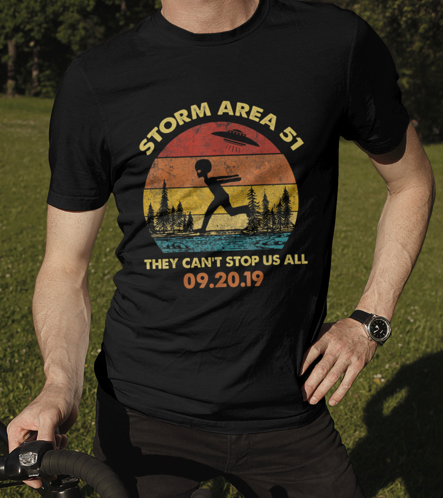 Storm Area 51 They Can't Stop Us All 09.20.19 Vintage Alien UFO T-Shirt