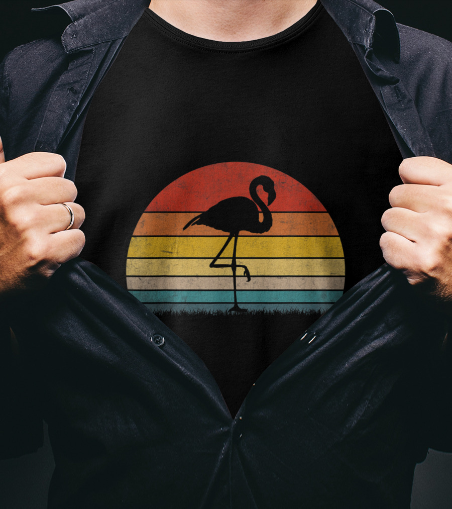 Vintage Sunset Trendy Animal Flamingo T-Shirt