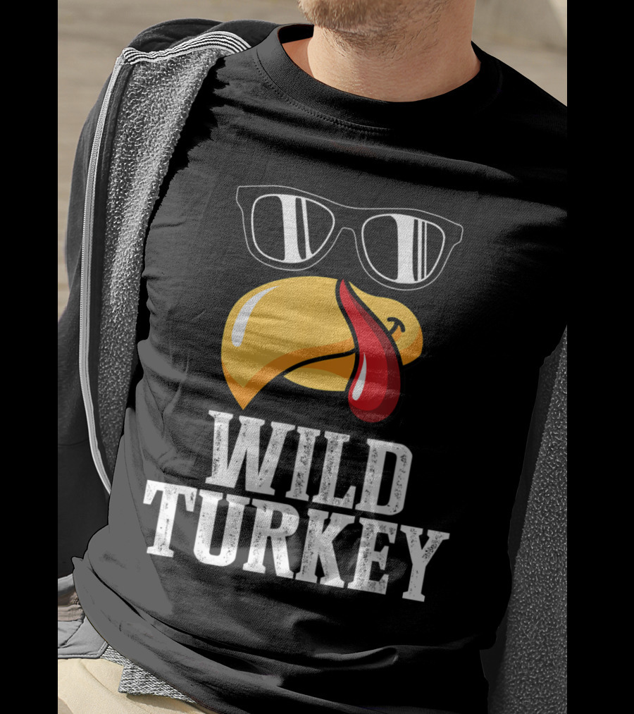 Wild Turkey Funny Sunglasses Tongue Thanksgiving Turkey Lover T-Shirt