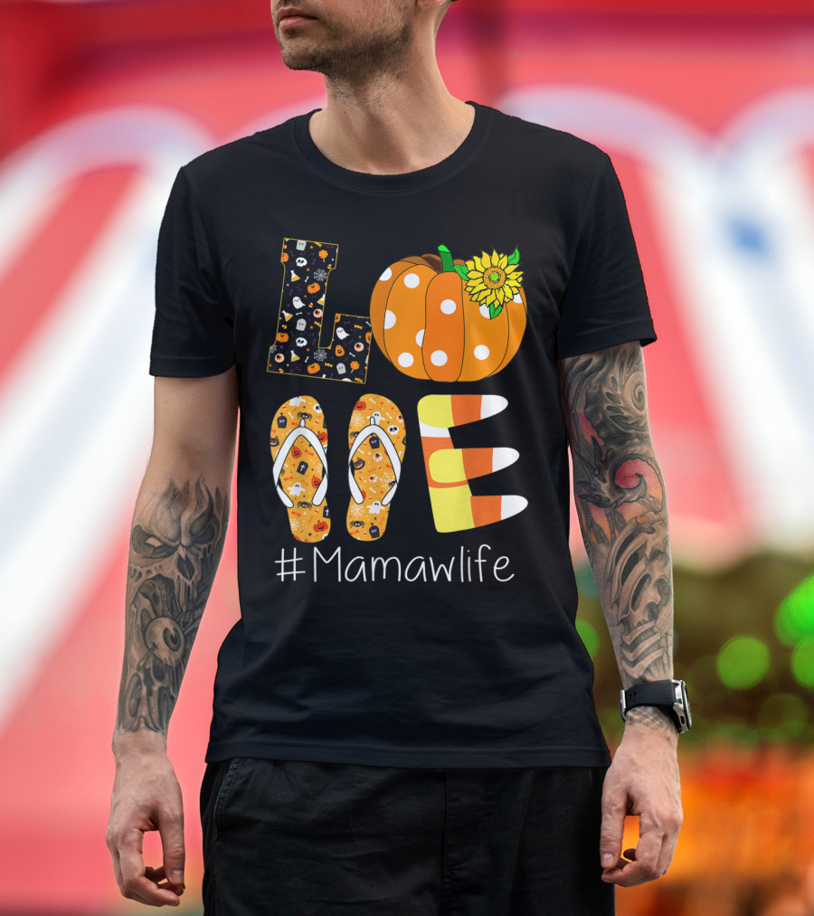 Love Pumpkin Sunflower Mamaw Life Halloween T-Shirt
