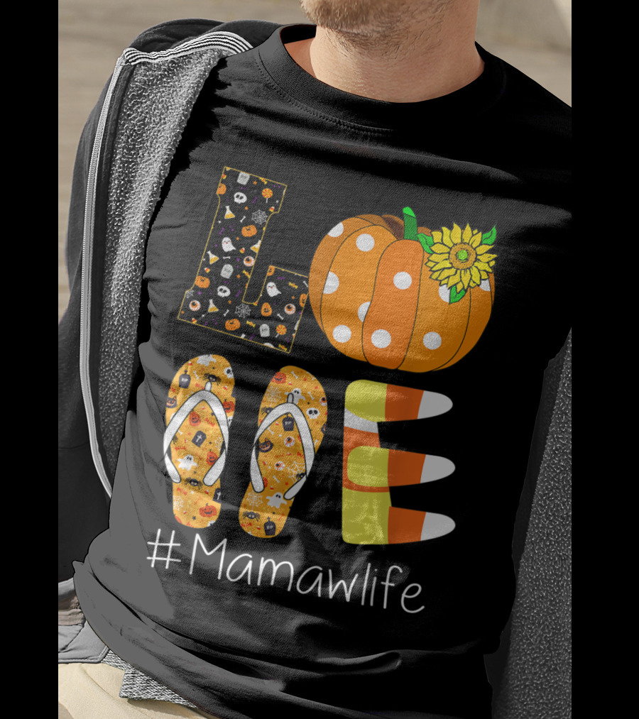 Love Pumpkin Sunflower Mamaw Life Halloween T-Shirt