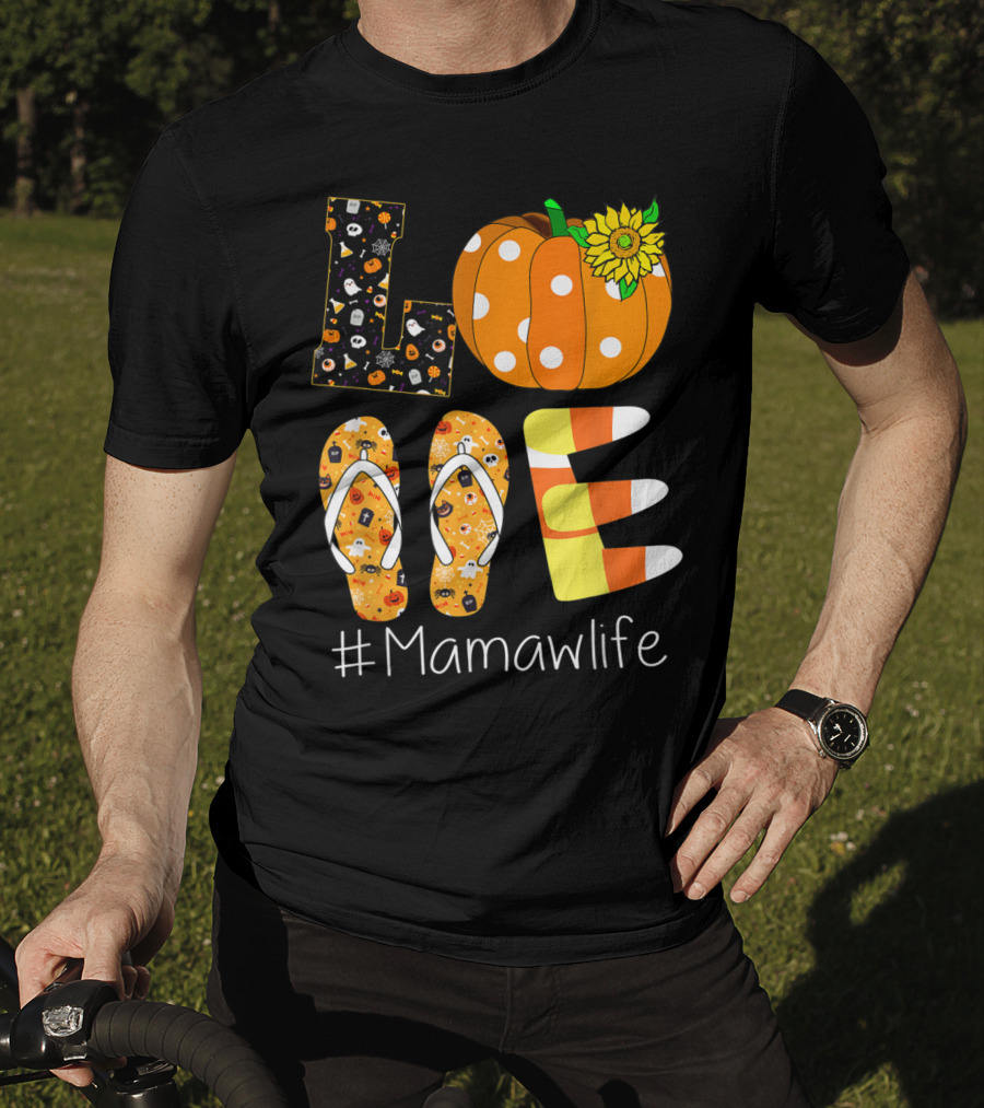 Love Pumpkin Sunflower Mamaw Life Halloween T-Shirt