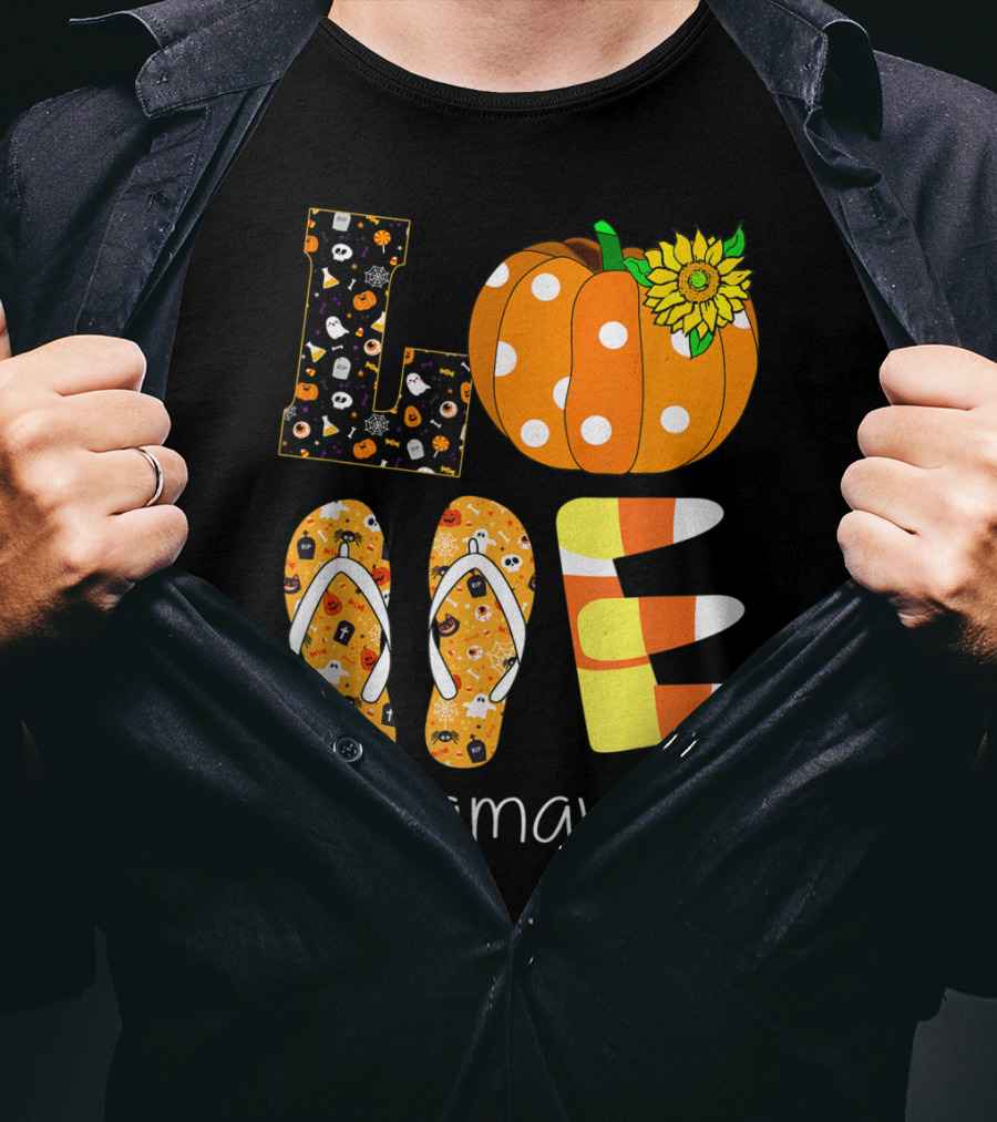 Love Pumpkin Sunflower Mamaw Life Halloween T-Shirt