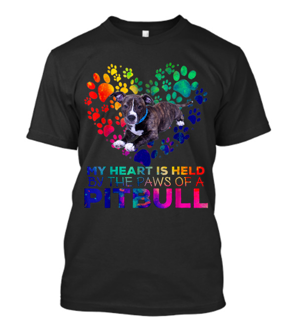 My Heart Is Held By The Rainbow Paws Of A Pitbull Dog T-Shirt