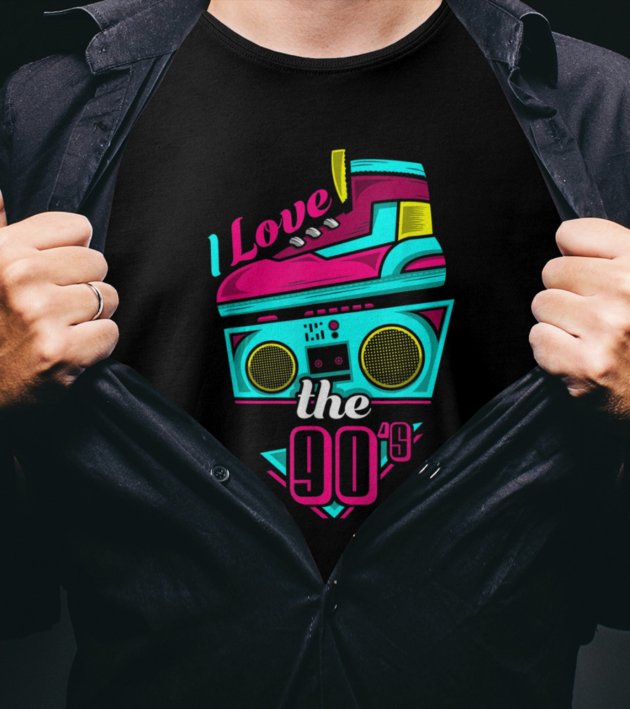 I Love The 90s Boombox And Sneaker Retro Party T-Shirt