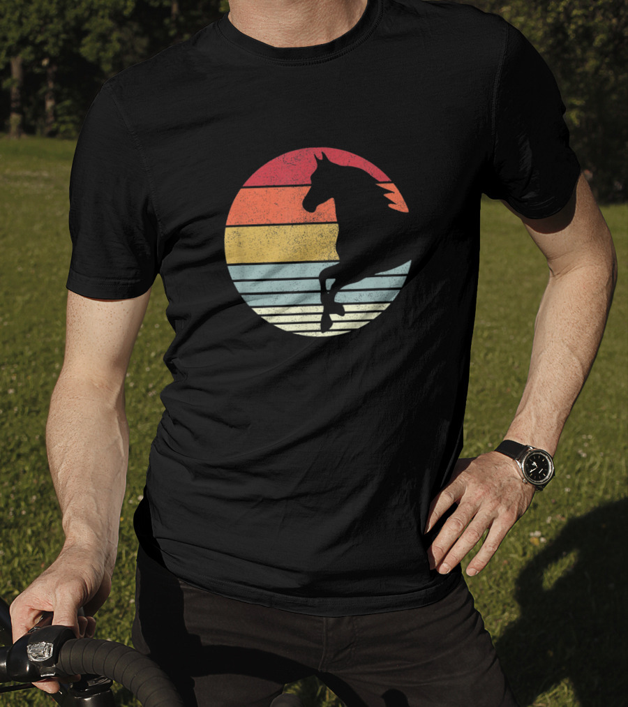 Vintage Riding Horses Retro Sunset T-Shirt