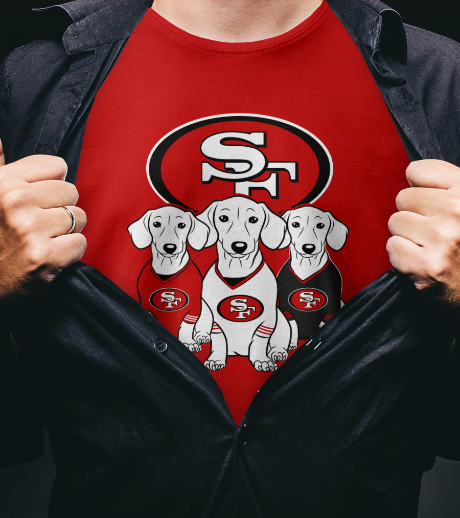 San Francisco 49ers Dachshund Dog Trio T-Shirt