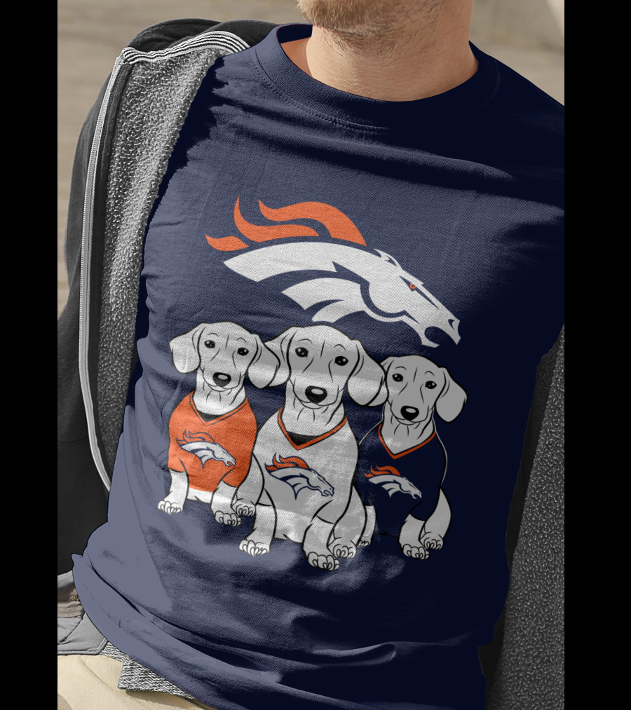 Denver Broncos Dachshunds Trio T-Shirt