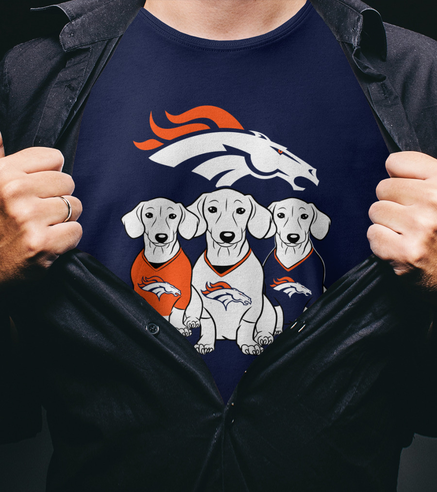 Denver Broncos Dachshunds Trio T-Shirt