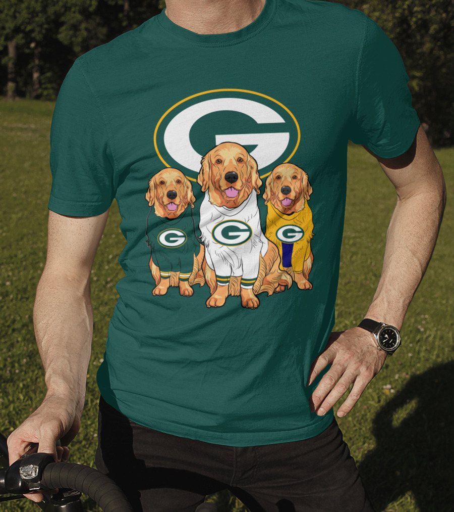Green Bay Packers Golden Retriever Dog Trio T-Shirt