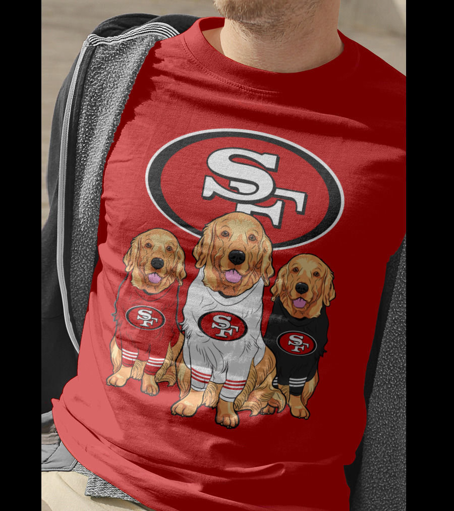 San Francisco 49ers NFL Golden Retriever Dogs Team T-Shirt