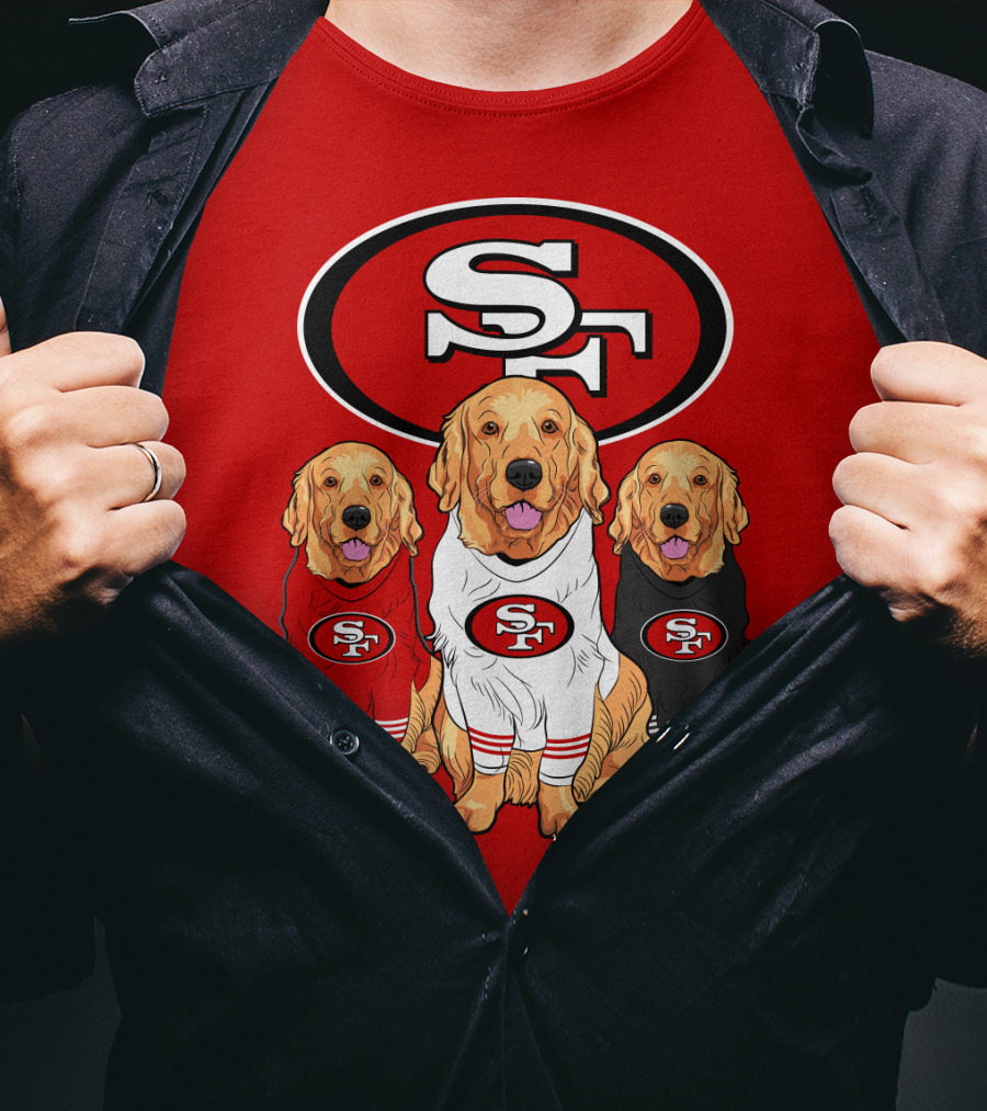 San Francisco 49ers NFL Golden Retriever Dogs Team T-Shirt