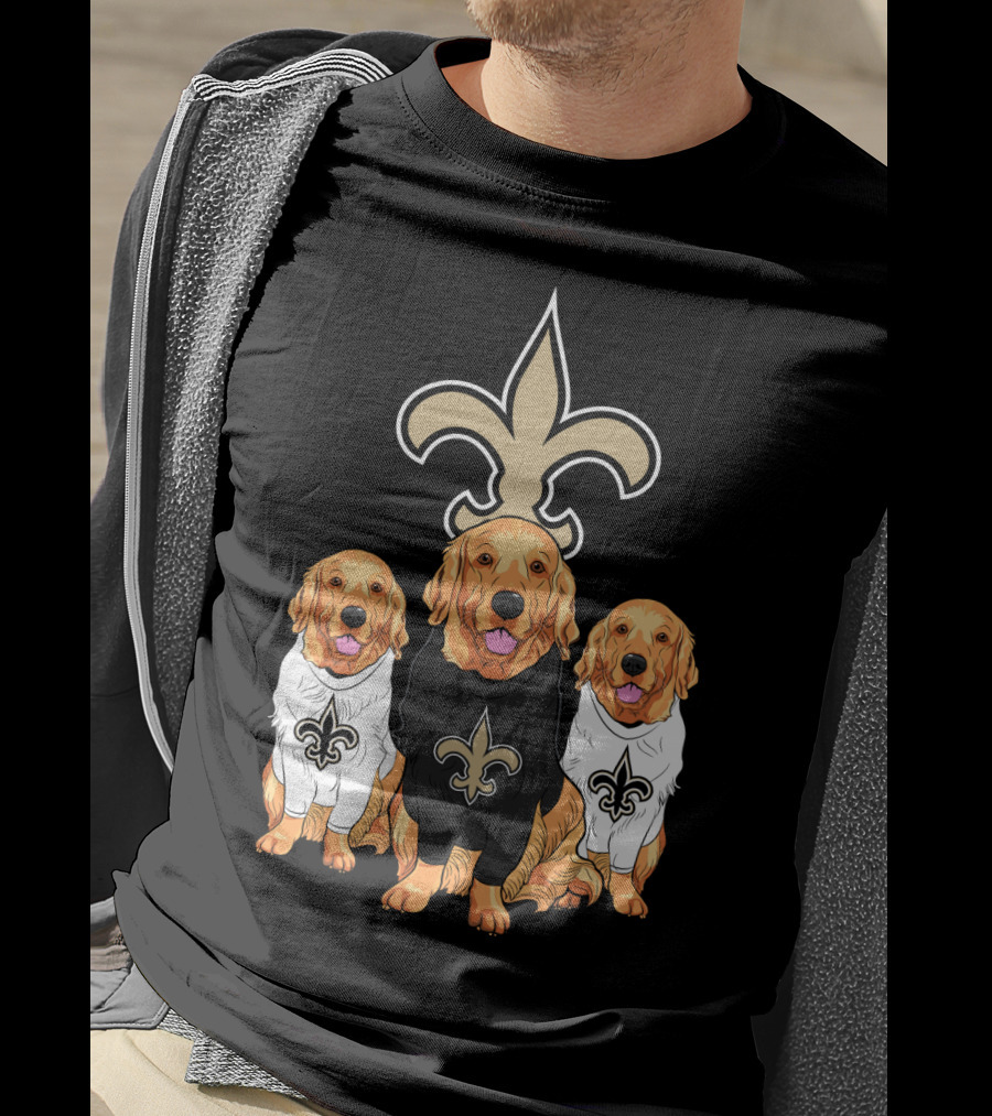 Golden Retrievers With New Orleans Saints Fleur-De-Lis Symbol T-Shirt