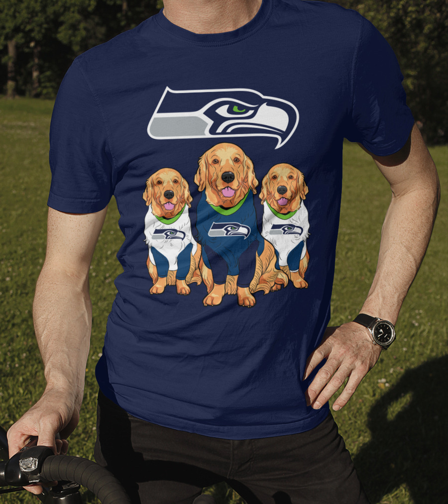 Seahawks Golden Retrievers Dogs In Team Jerseys T-Shirt
