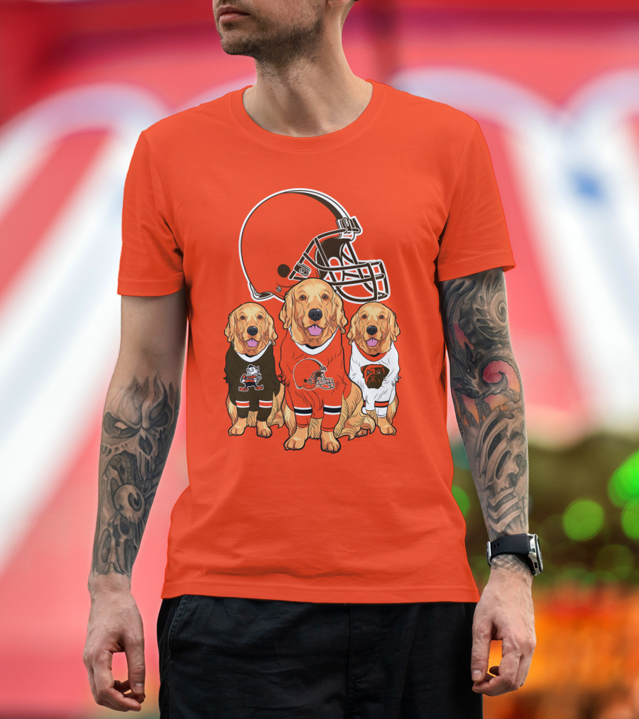 Cleveland Browns Dogs Football Golden Retrievers T-Shirt