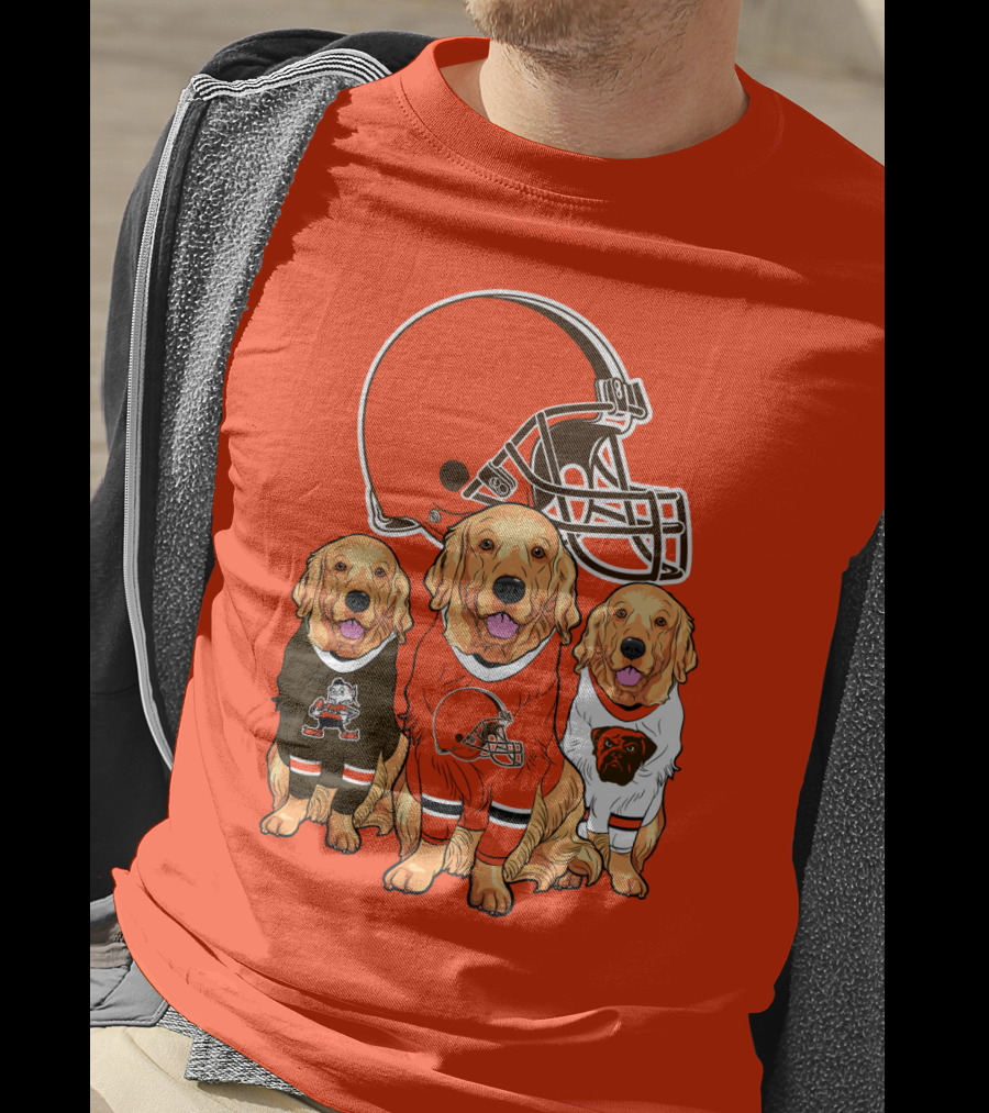 Cleveland Browns Dogs Football Golden Retrievers T-Shirt