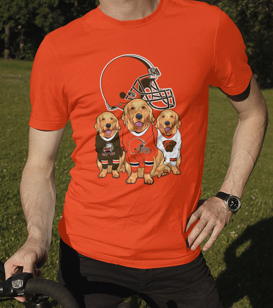 Cleveland Browns Dogs Football Golden Retrievers T-Shirt