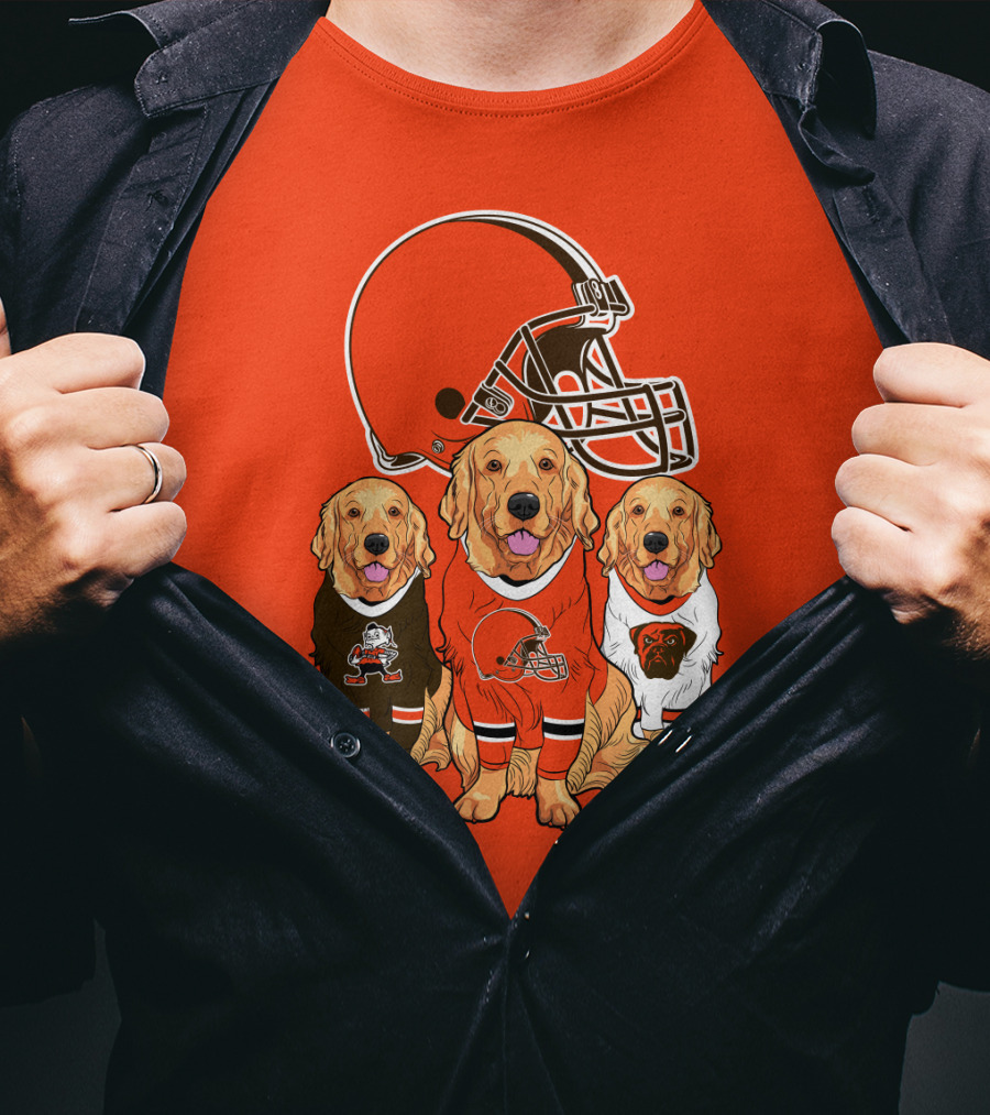 Cleveland Browns Dogs Football Golden Retrievers T-Shirt
