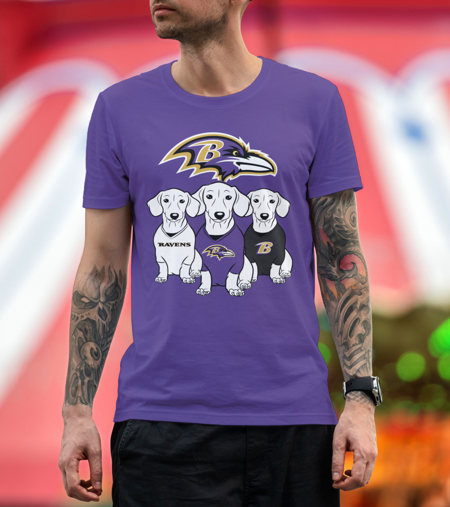 Baltimore Ravens Ravens Dachshund  Dog Trio T-Shirt