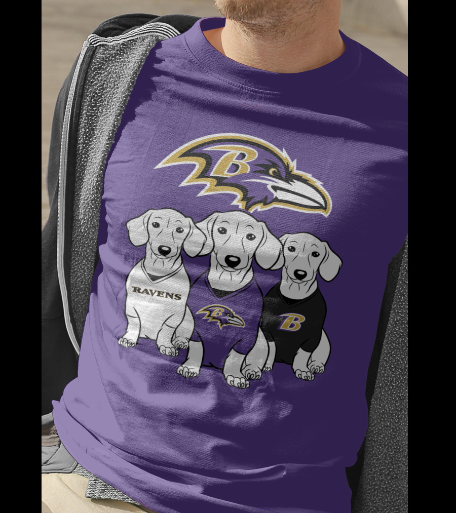 Baltimore Ravens Ravens Dachshund  Dog Trio T-Shirt