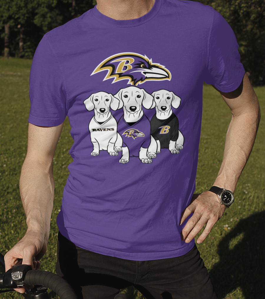Baltimore Ravens Ravens Dachshund  Dog Trio T-Shirt