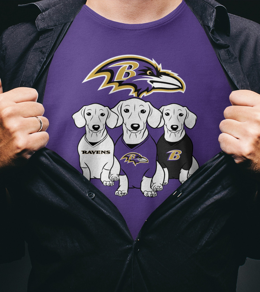Baltimore Ravens Ravens Dachshund  Dog Trio T-Shirt