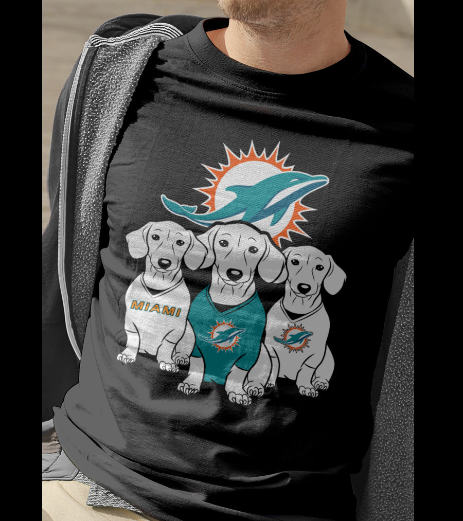 Miami Dolphins Dachshund Dogs T-Shirt