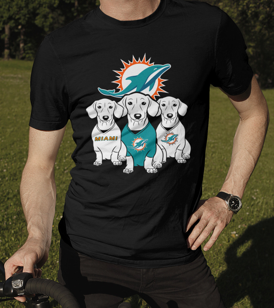 Miami Dolphins Dachshund Dogs T-Shirt