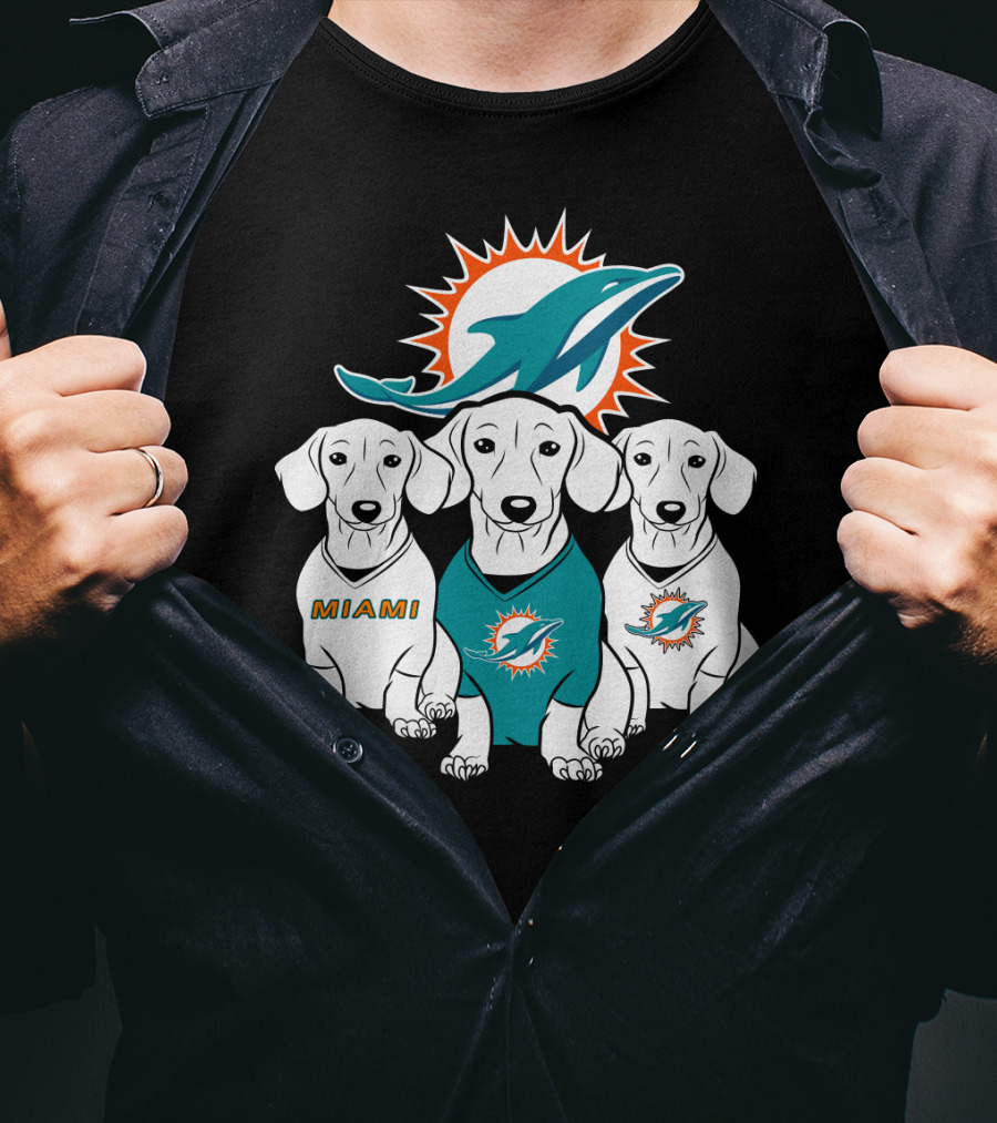 Miami Dolphins Dachshund Dogs T-Shirt