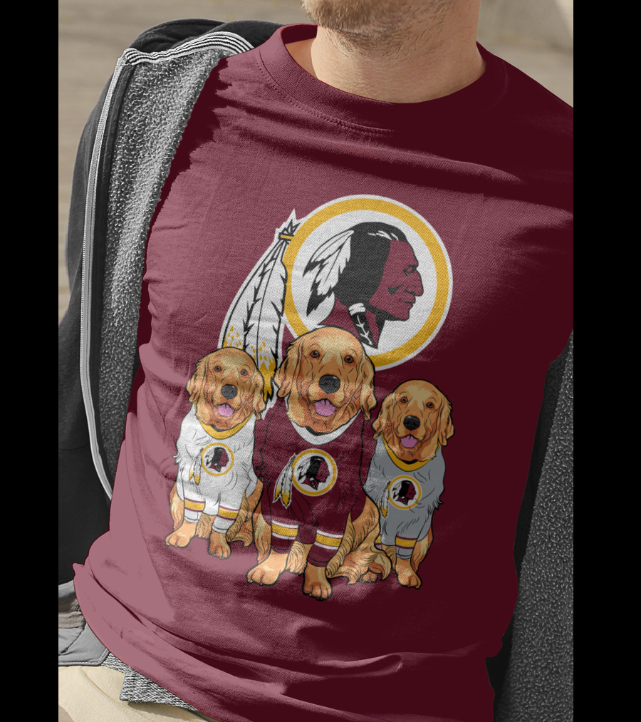 Three Golden Retrievers In Washington Football Team Jerseys T-Shirt