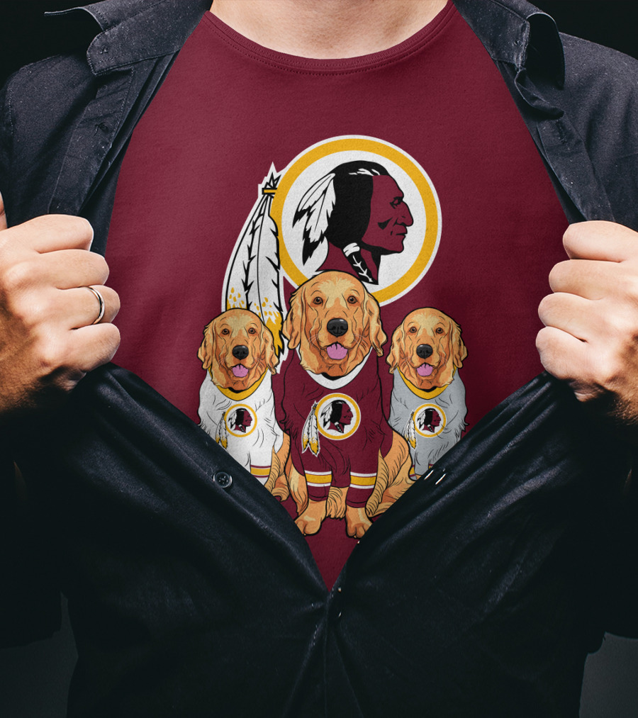 Three Golden Retrievers In Washington Football Team Jerseys T-Shirt