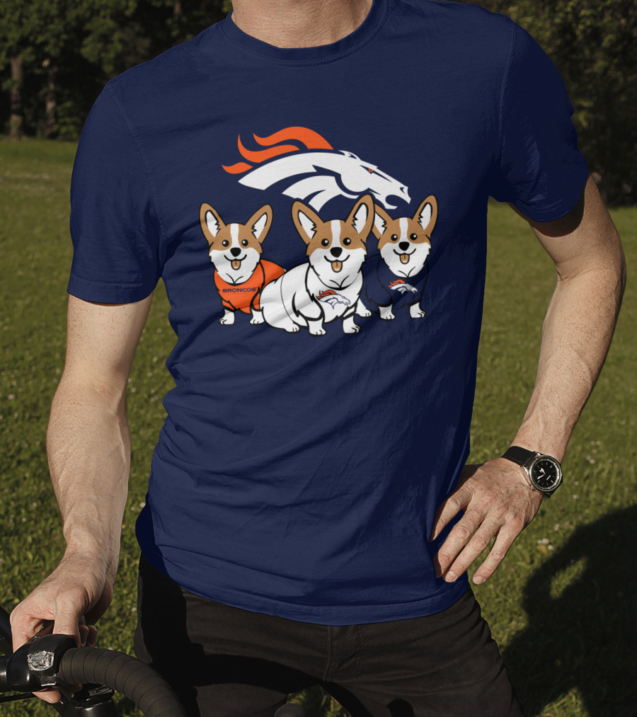 Denver Broncos Corgi Trio T-Shirt
