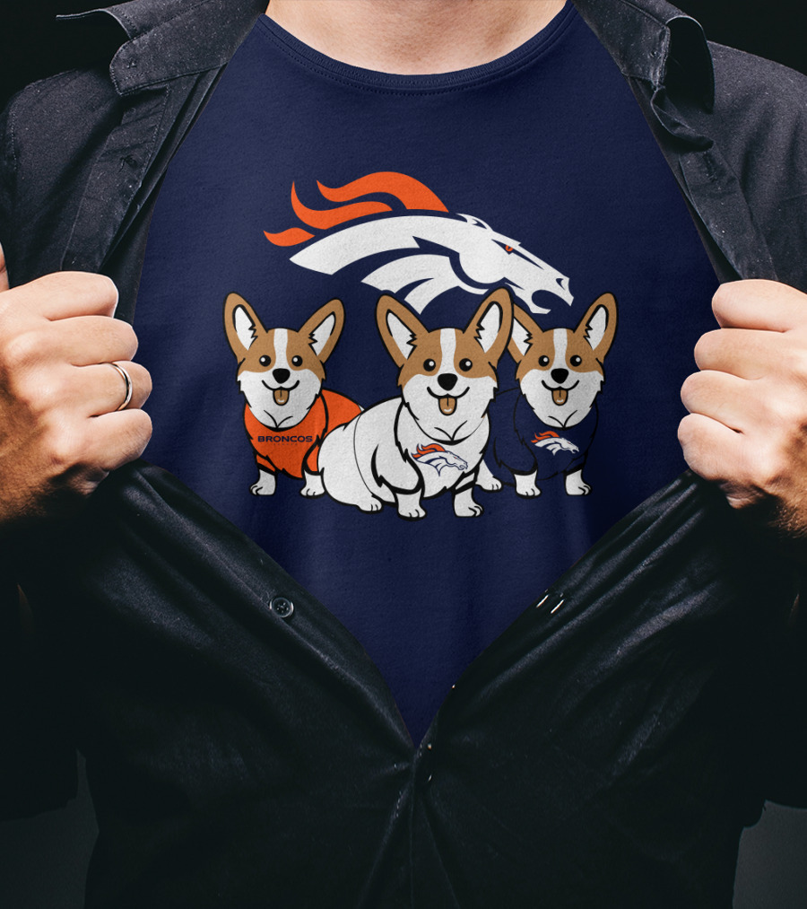 Denver Broncos Corgi Trio T-Shirt