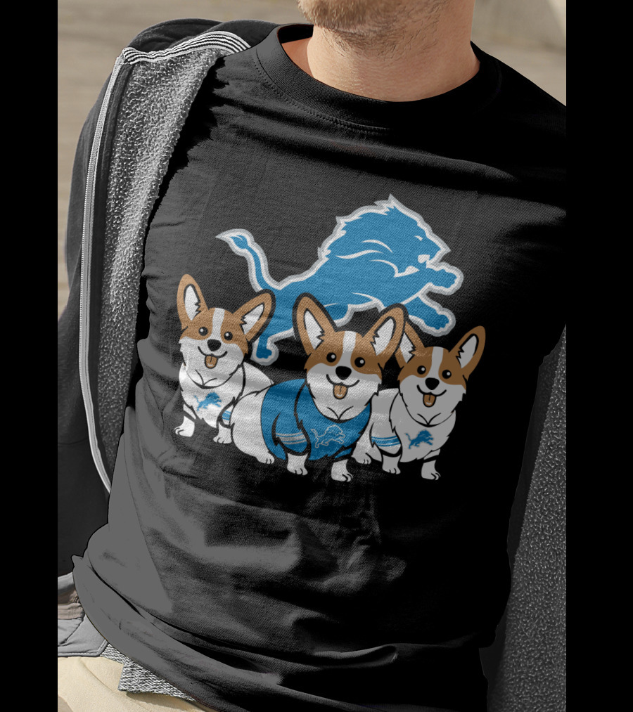 Detroit Lions Corgi Trio T-Shirt