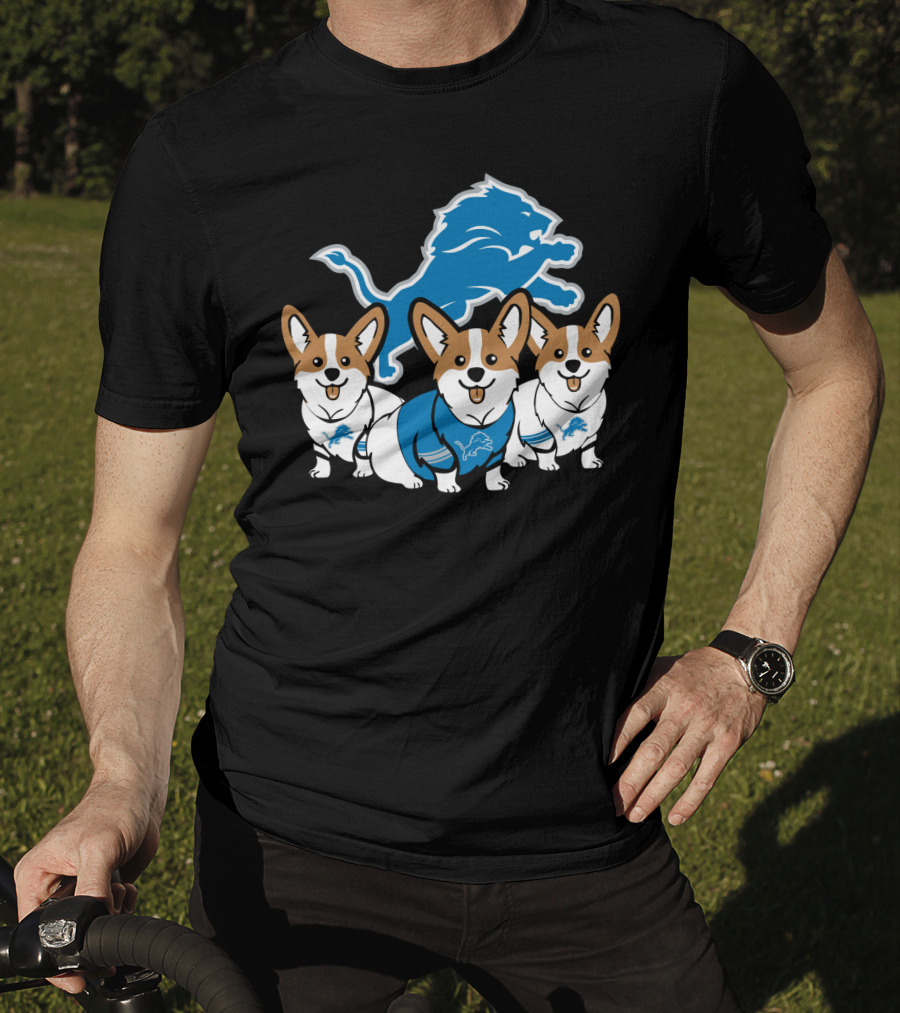 Detroit Lions Corgi Trio T-Shirt
