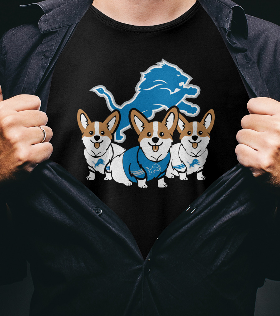 Detroit Lions Corgi Trio T-Shirt