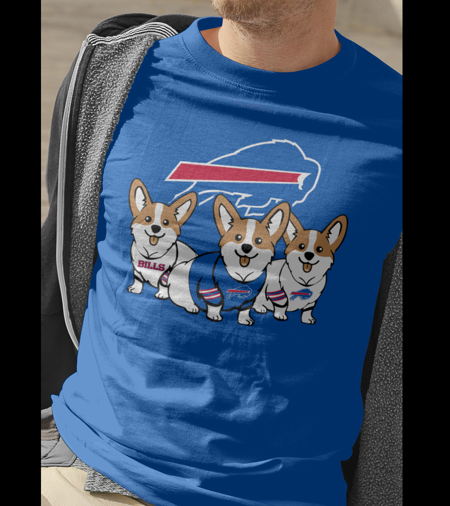 Buffalo Bills Corgi Trio Blue T-Shirt