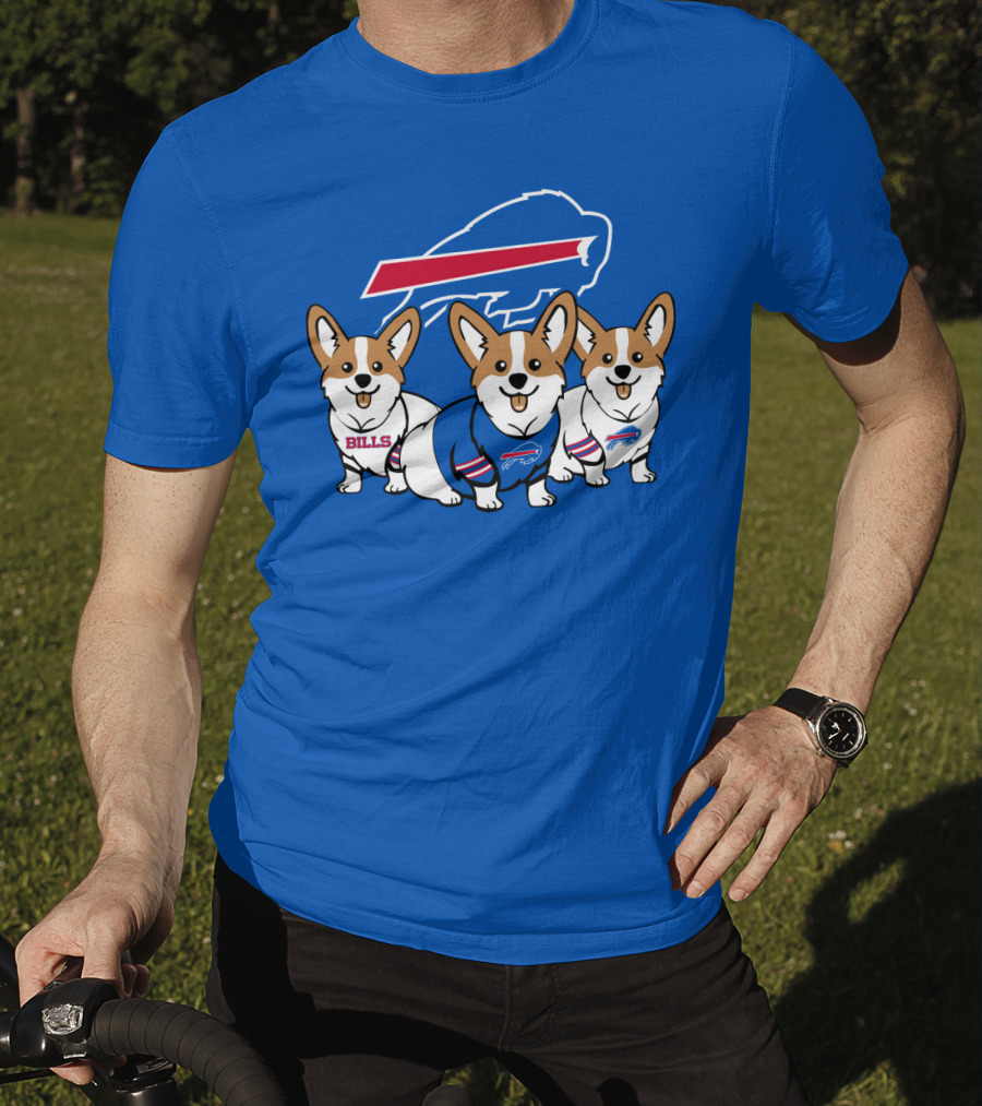 Buffalo Bills Corgi Trio Blue T-Shirt