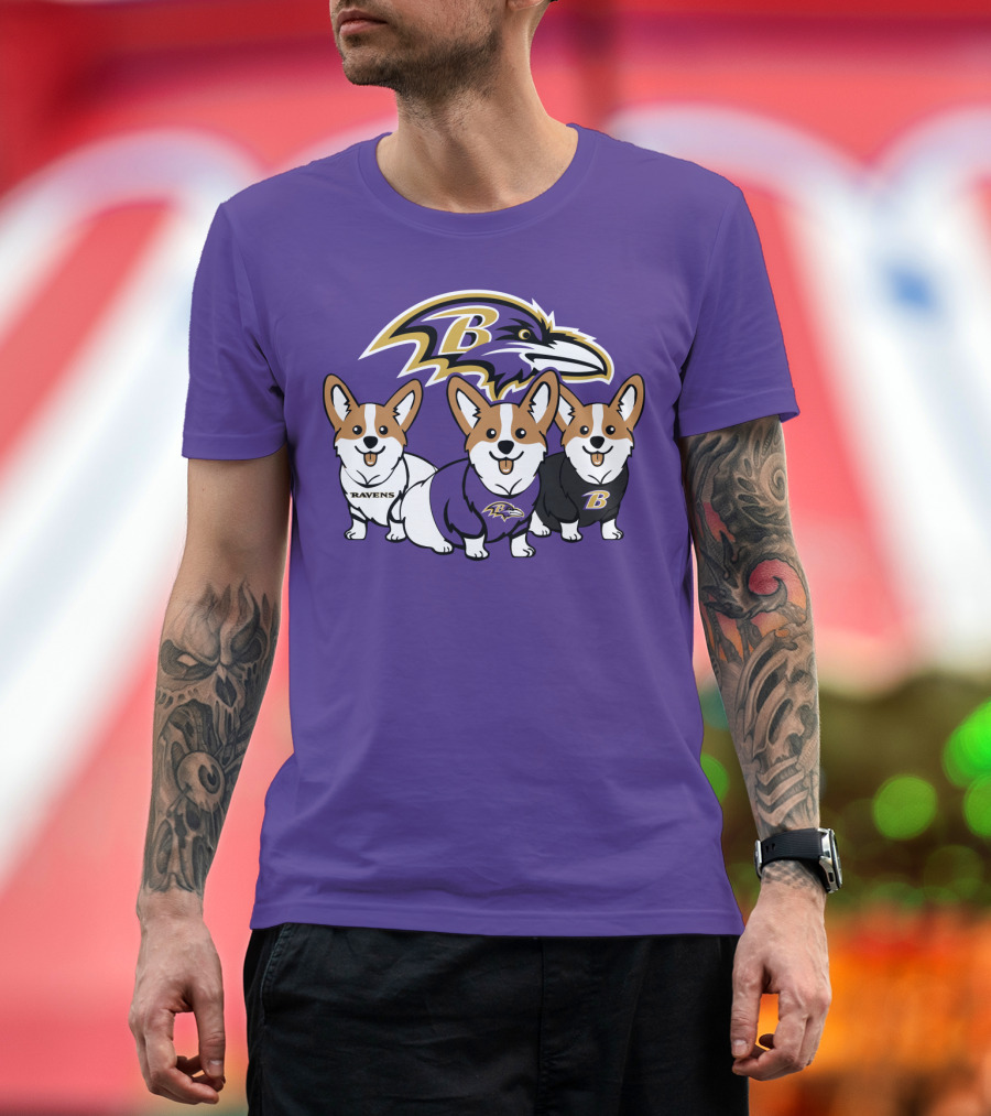 Baltimore Ravens Corgi Trio T-Shirt