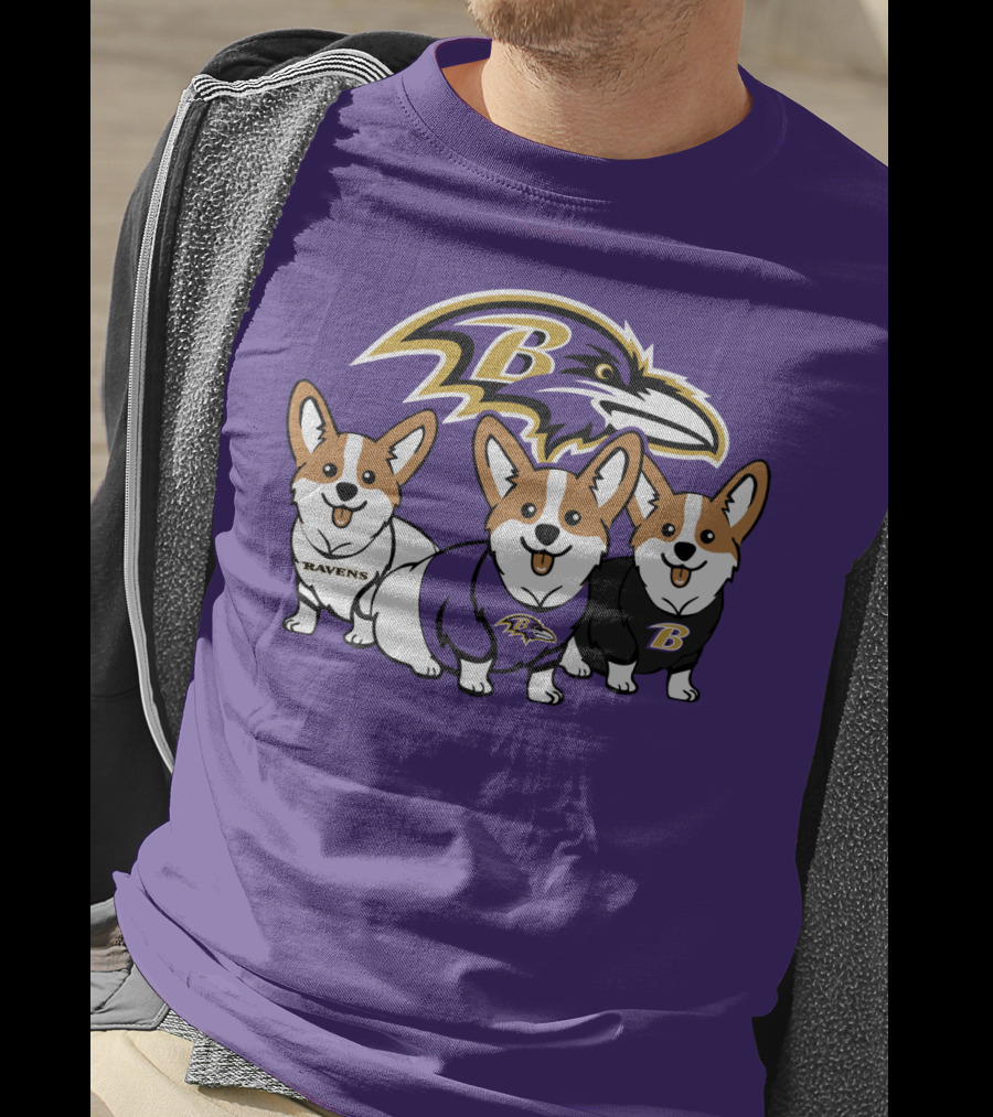 Baltimore Ravens Corgi Trio T-Shirt