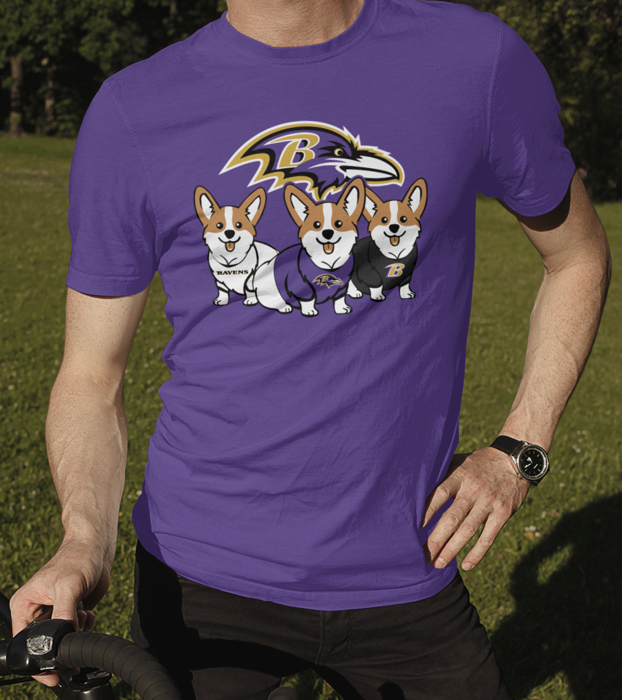 Baltimore Ravens Corgi Trio T-Shirt