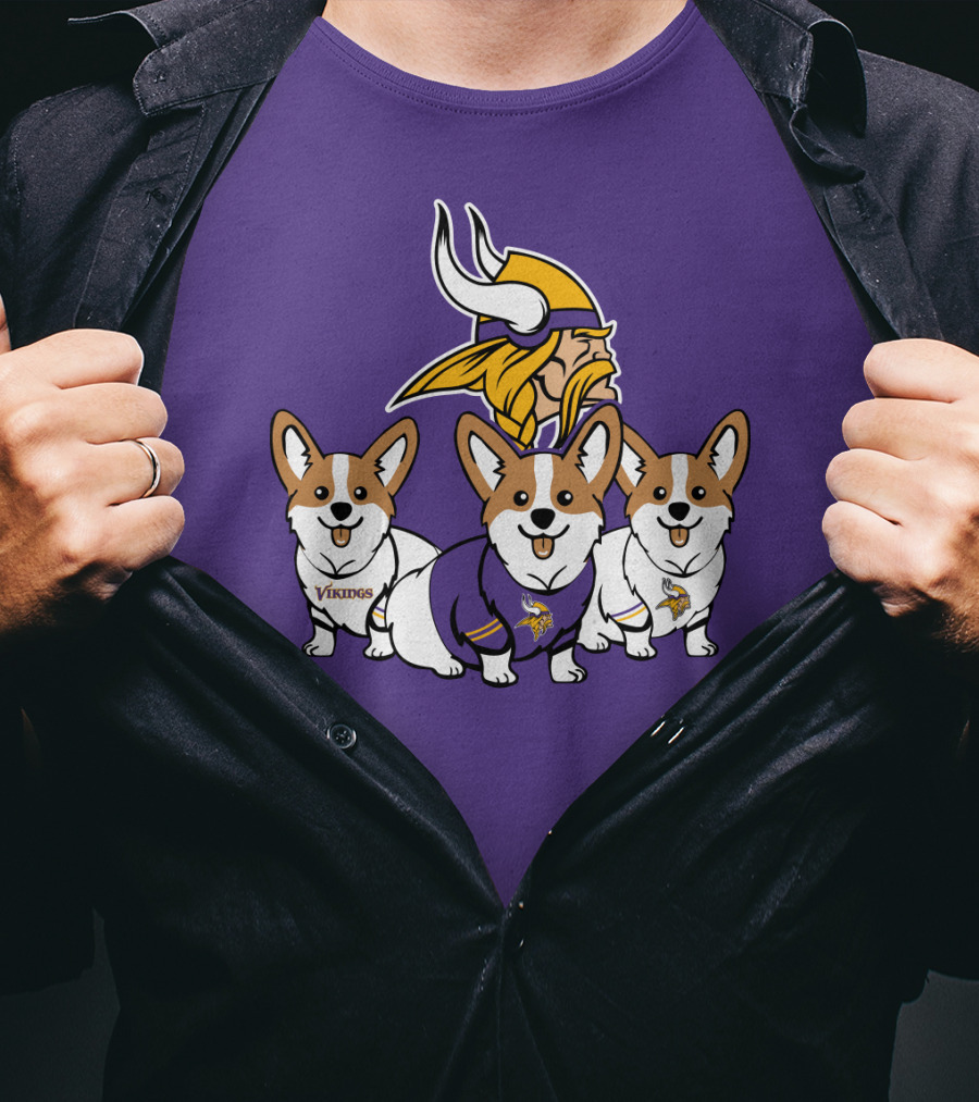 Minnesota Vikings Corgi Trio T-Shirt