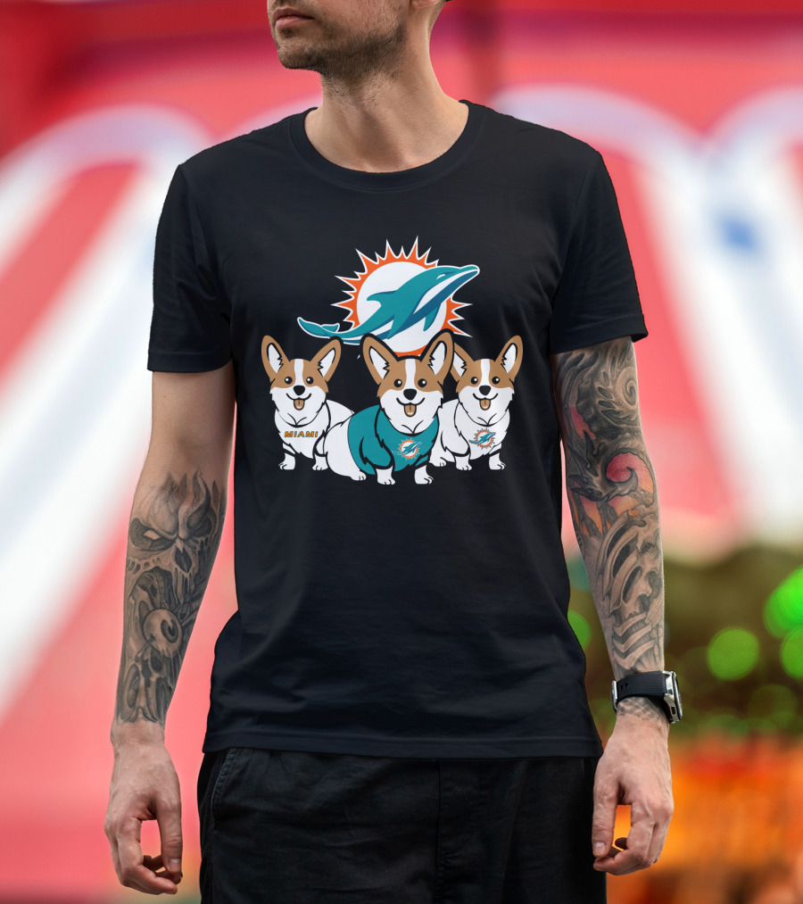Miami Dolphins Corgi T-Shirt