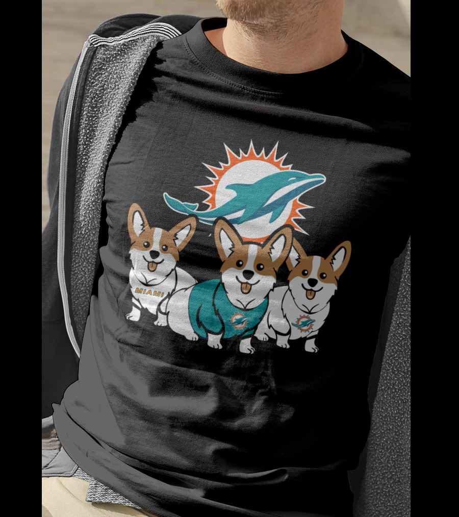 Miami Dolphins Corgi T-Shirt