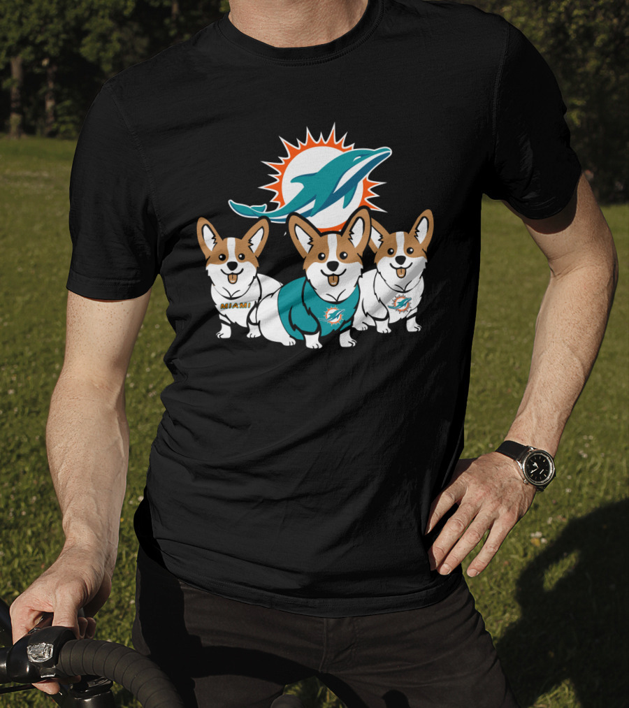 Miami Dolphins Corgi T-Shirt
