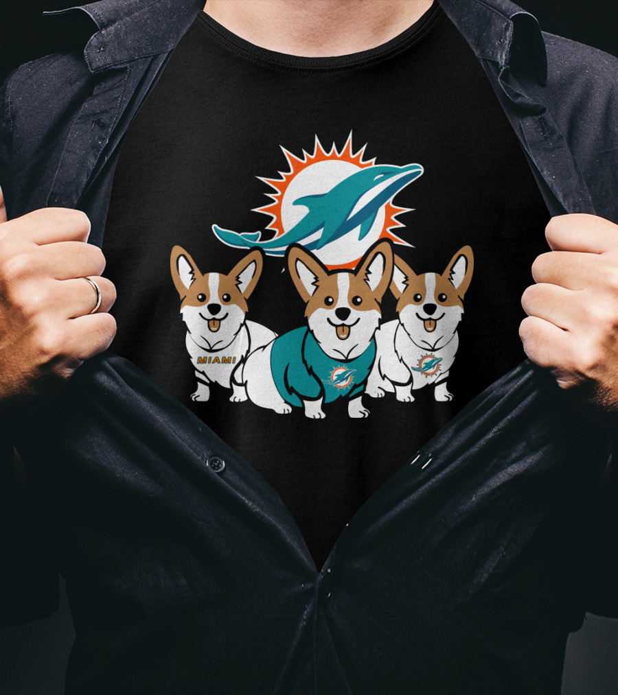 Miami Dolphins Corgi T-Shirt