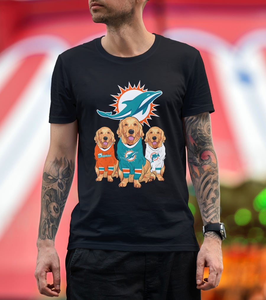 Miami Dolphins Golden Retrievers T-Shirt
