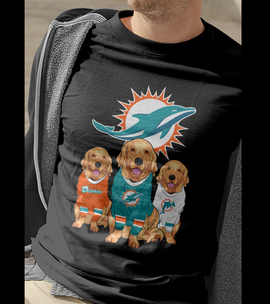 Miami Dolphins Golden Retrievers T-Shirt