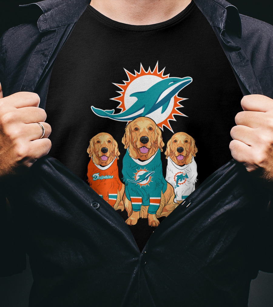 Miami Dolphins Golden Retrievers T-Shirt