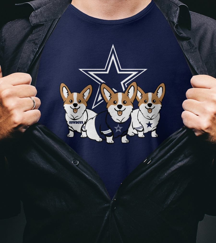 Dallas Cowboys Corgi Trio T-Shirt